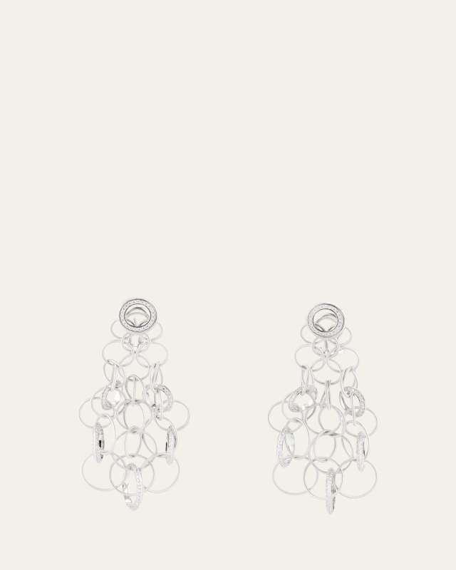 Hawaii 18k White Gold and Diamond Pendant Earrings, 7cm